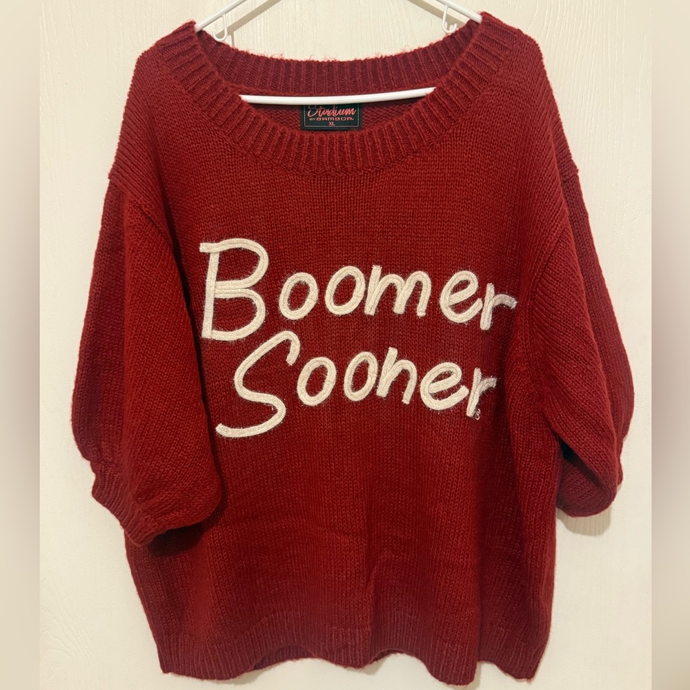 Stadium by Bamboa Boomer Sooner 3/4 Length Sleeve Crimson Sweater Size XL